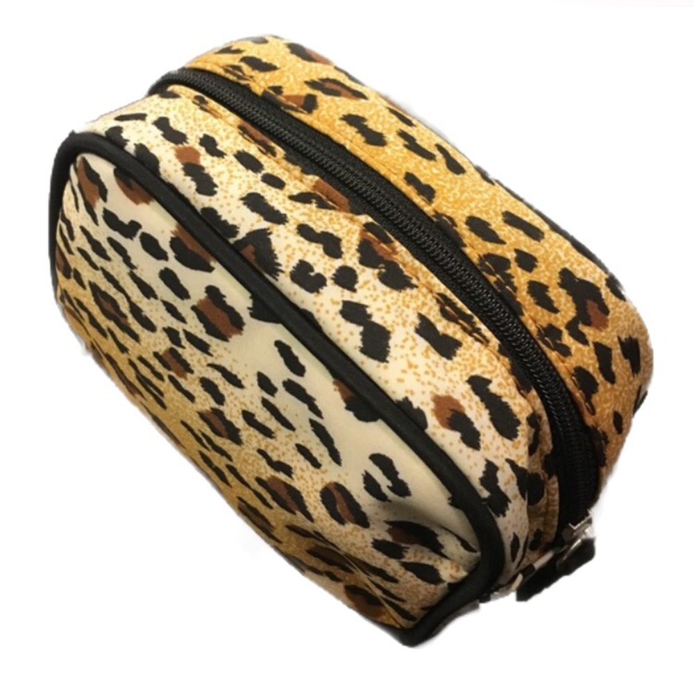 Animal Print Cosmetic Pouch Zip Golden Leopard 🏆